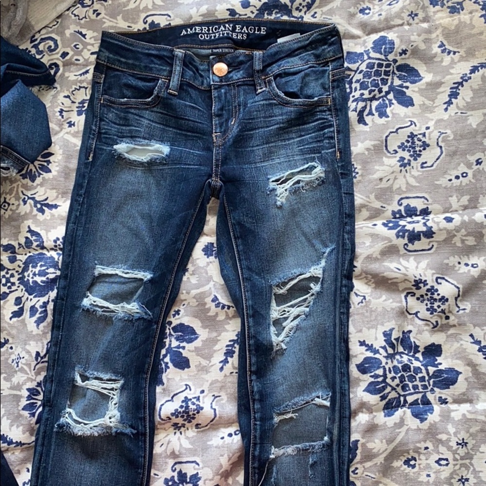 American eagle ripped low rise jeans